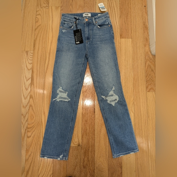 19. NWT PAIGE DENIM STELLA CROP HIGH WAIST MODERN STRAIGHT CROP JEANS - Picture 2 of 6